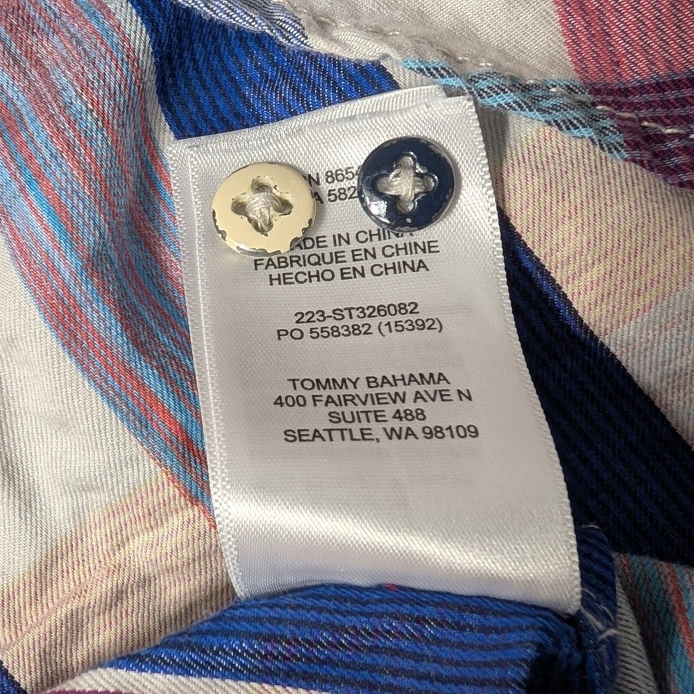 Tommy Bahama Mens Plaid Long Sleeve Shirt Size Large Cotton Tencel Blend - Picture 9 of 9